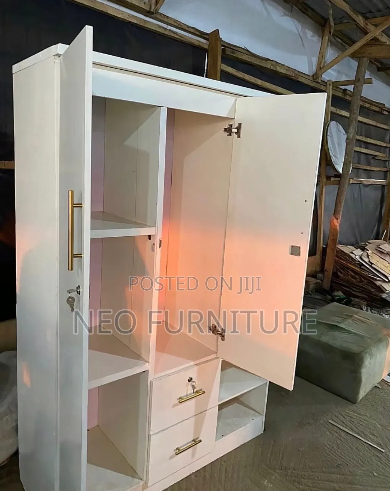 Double Door Wardrobe With Shoe Rack