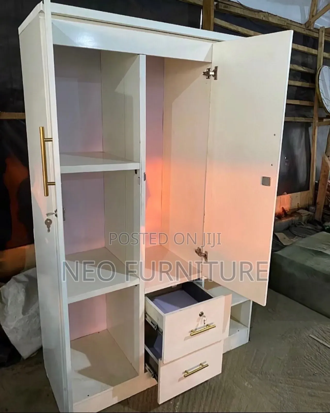Double Door Wardrobe With Shoe Rack