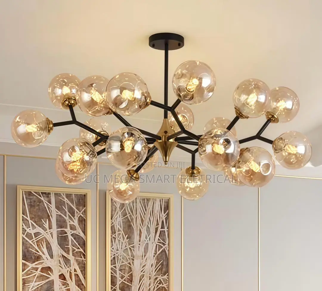 Nordic Glass Ball Lamp Modern Led Ceiling Chandelier Living Room