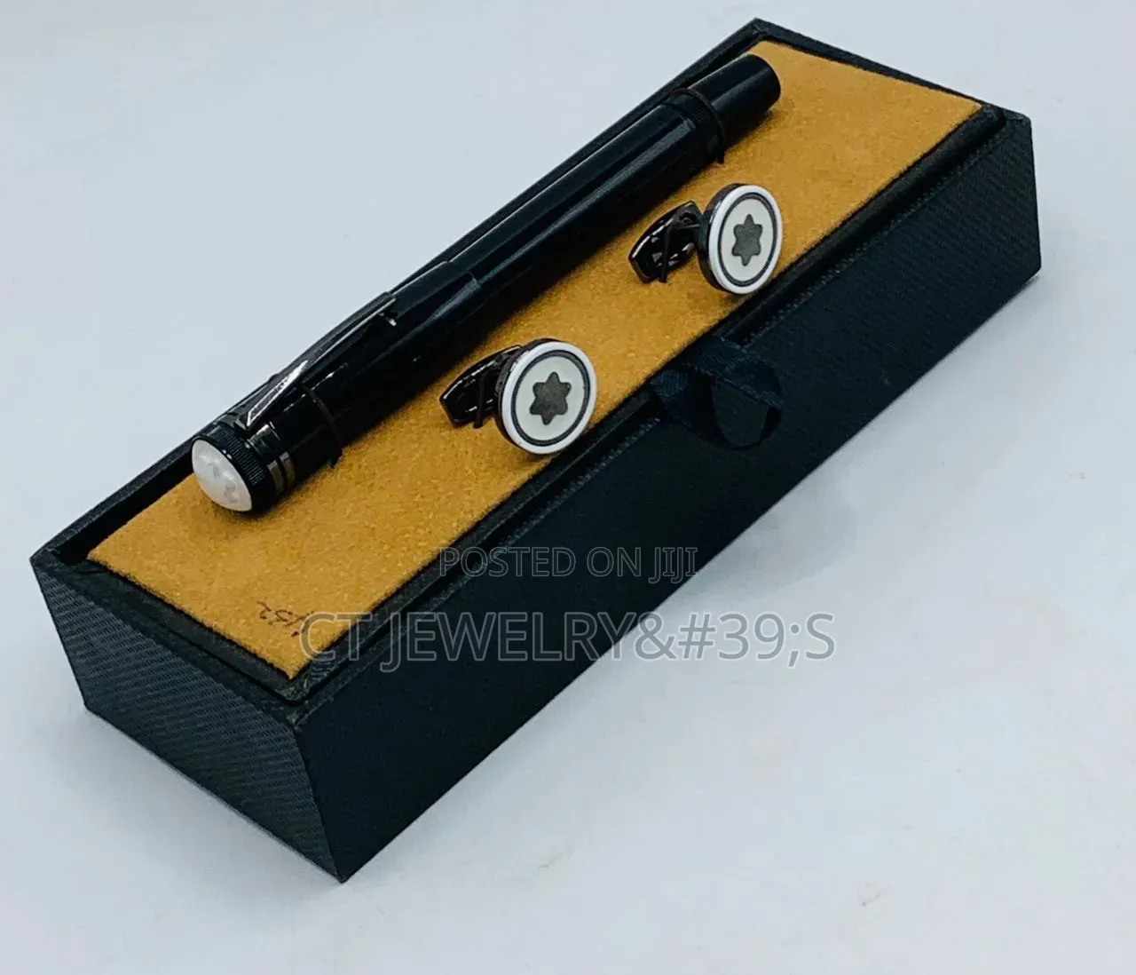 Luxury Black Gold Pen and Cufflink Set Executive Gift Box