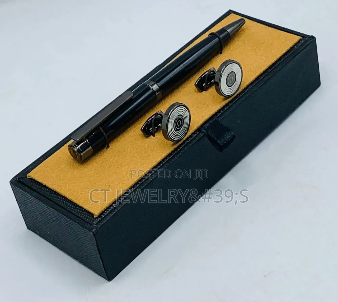 Luxury Black Gold Pen and Cufflink Set Executive Gift Box