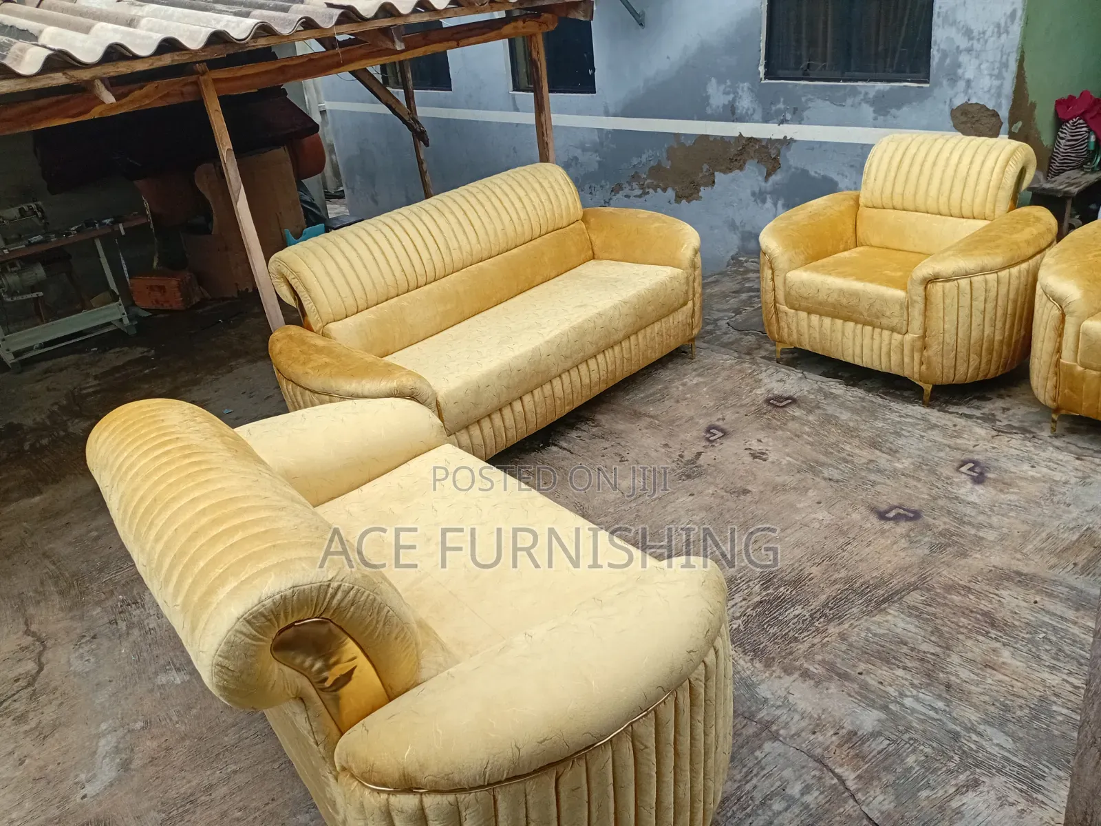 Hudor Golden Yellow 7 Seater Set