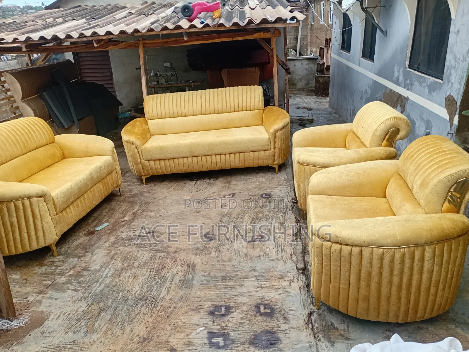 Hudor Golden Yellow 7 Seater Set