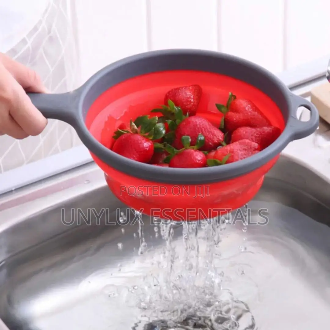 Collapsible Silicone Colander Drainer With Handle