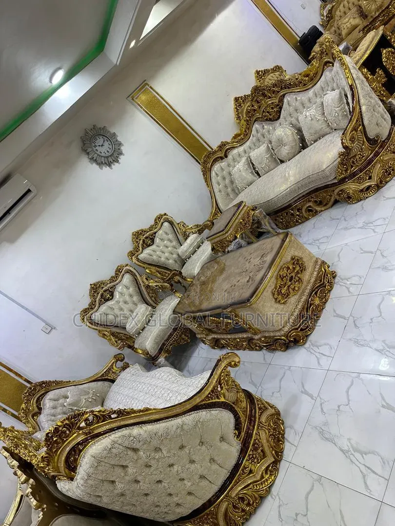 Royal Sofa Fabric Chairs With Center and Two Stools.