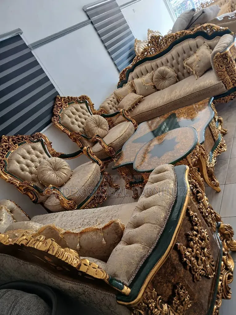 Royal Sofa Fabric Chairs With Center and Two Stools.