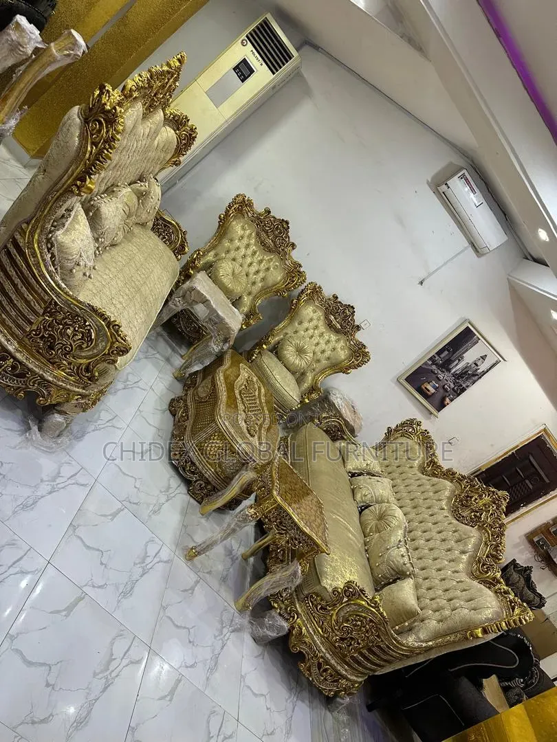 Royal Sofa Fabric Chairs With Center and Two Stools.