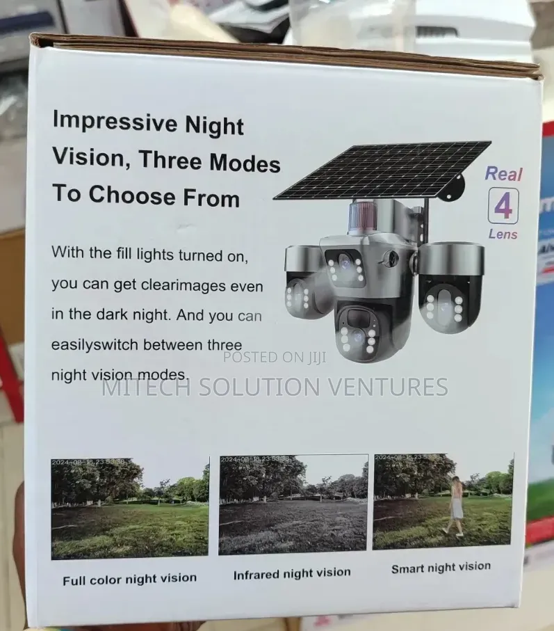 V380 Pro Real 4 Lens Solar Security Camera
