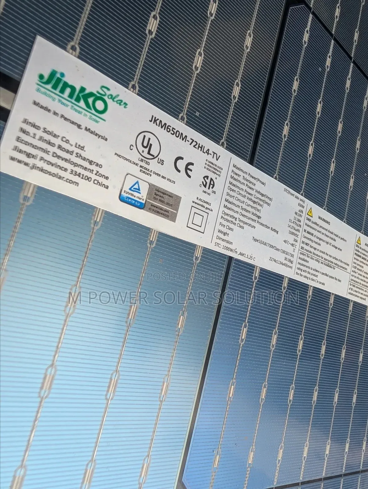 650w 144cells Jinko Bifacial Solar Panels