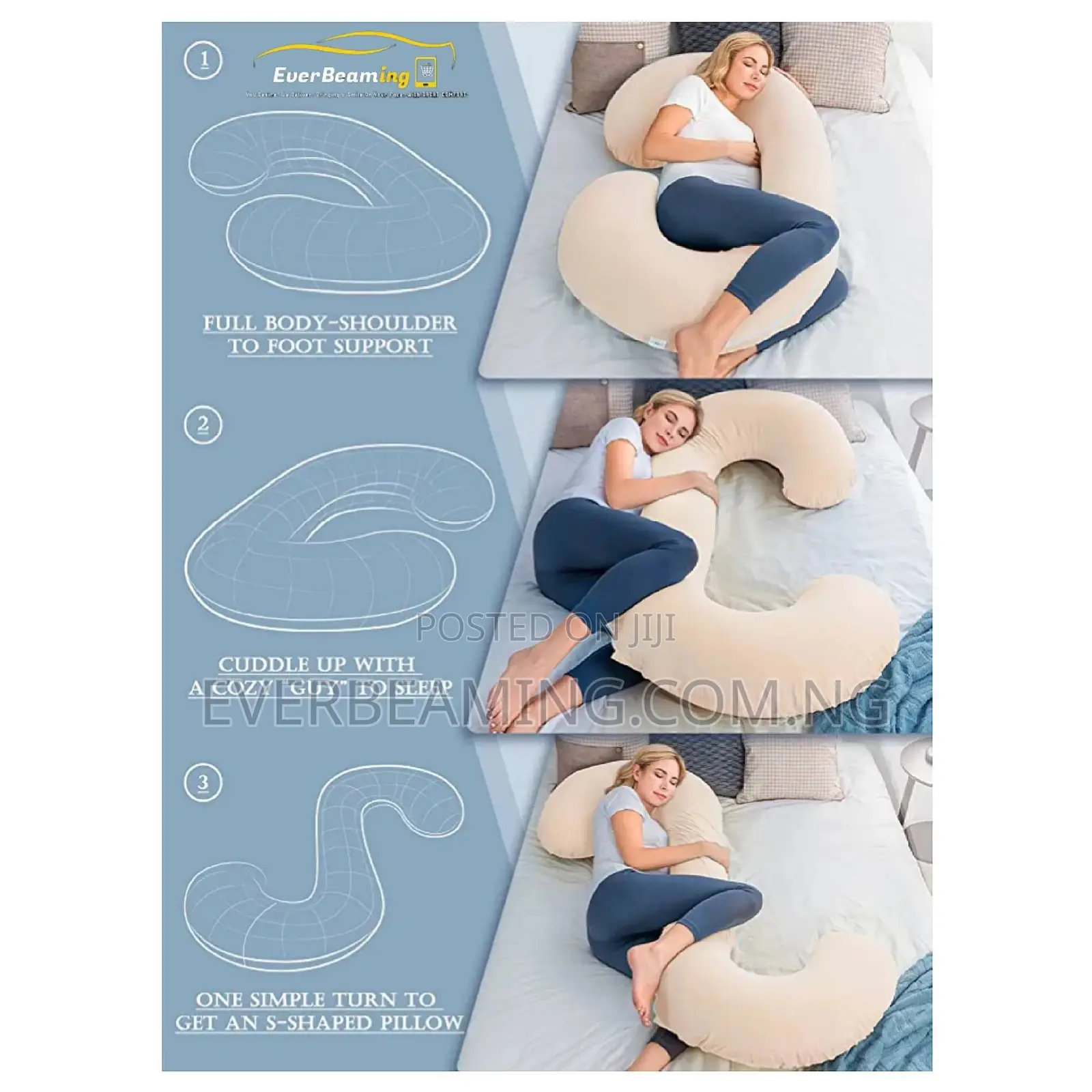 EverBeaming Pregnancy and Maternity Pillow _ Cream Color