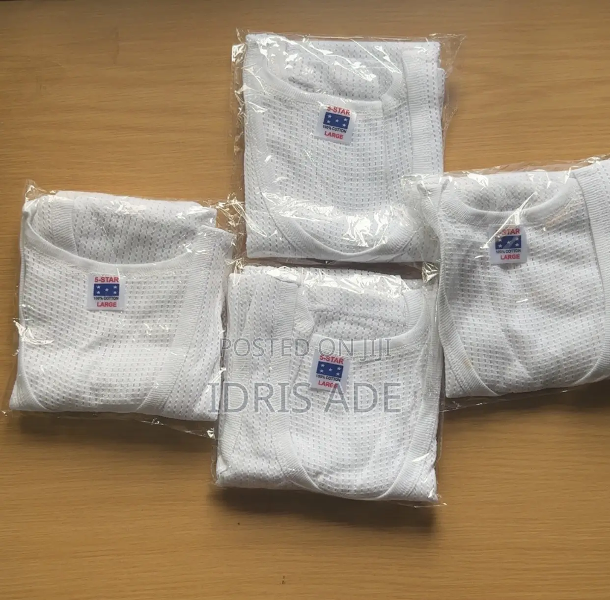 5-Star Brand Men's White Mesh Singlet.