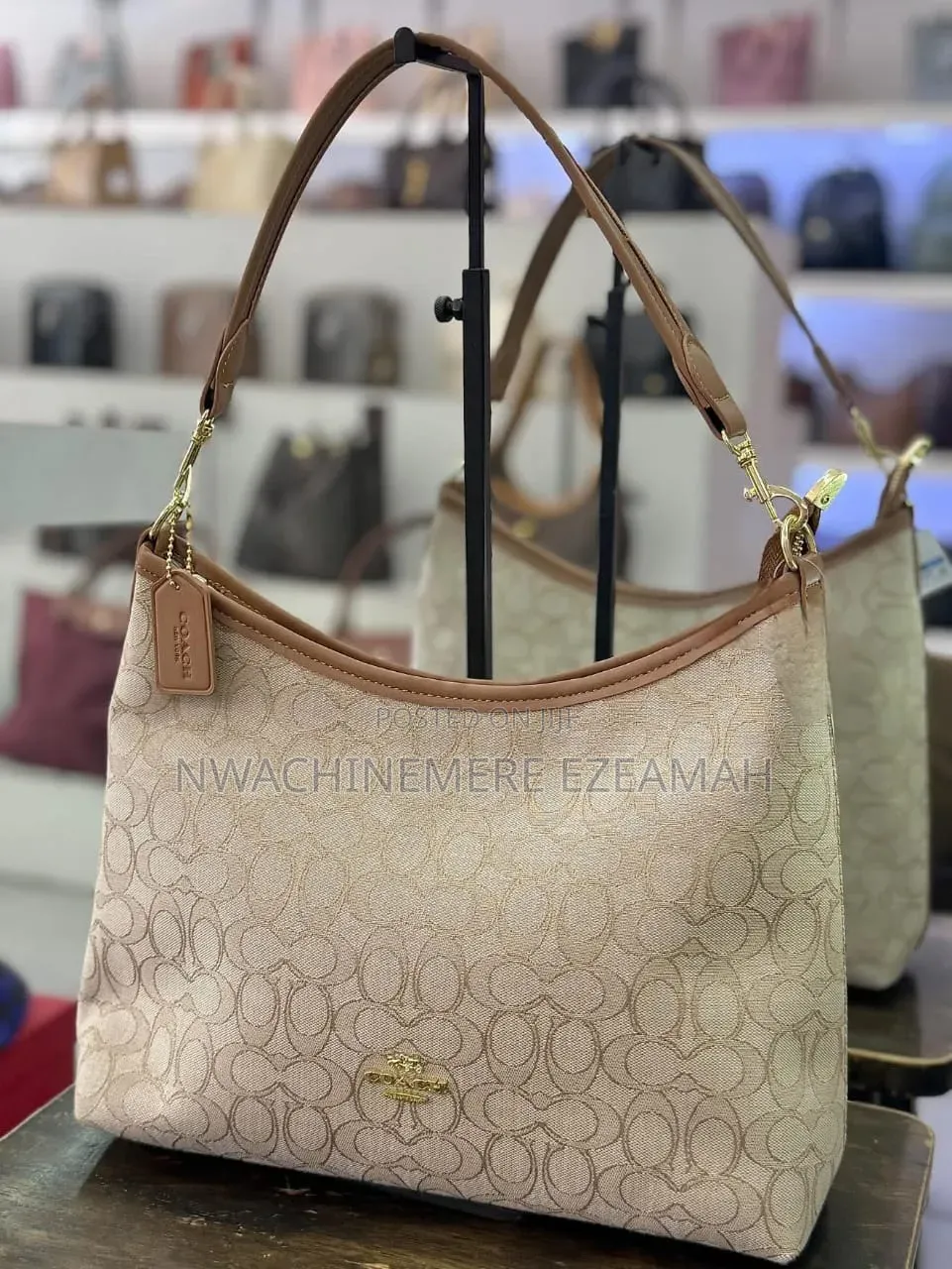 Quality Leather Pattern Crossbody Coach Handbag With Adjustable Strap