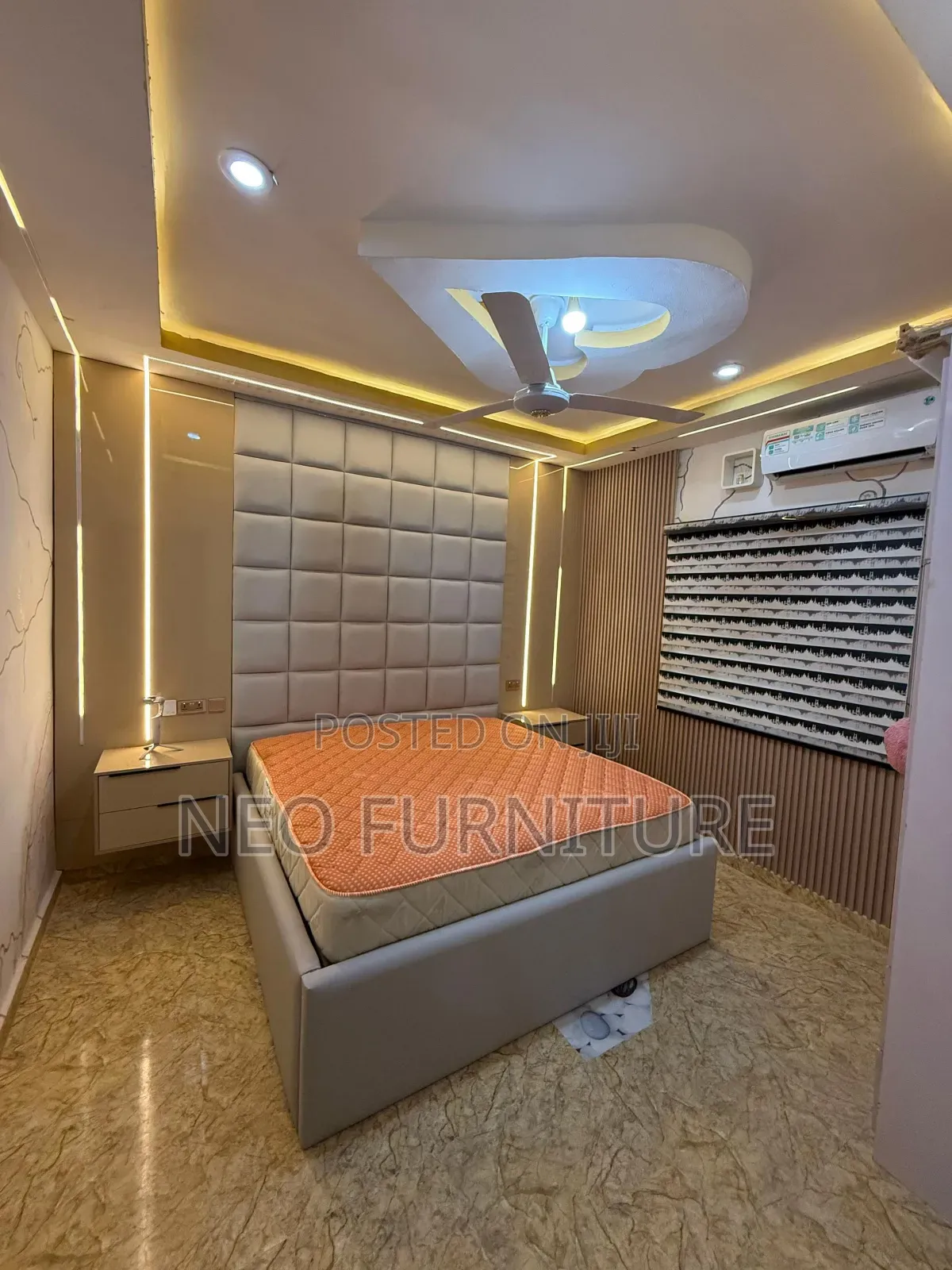 Bedframe With High Padded Headboard