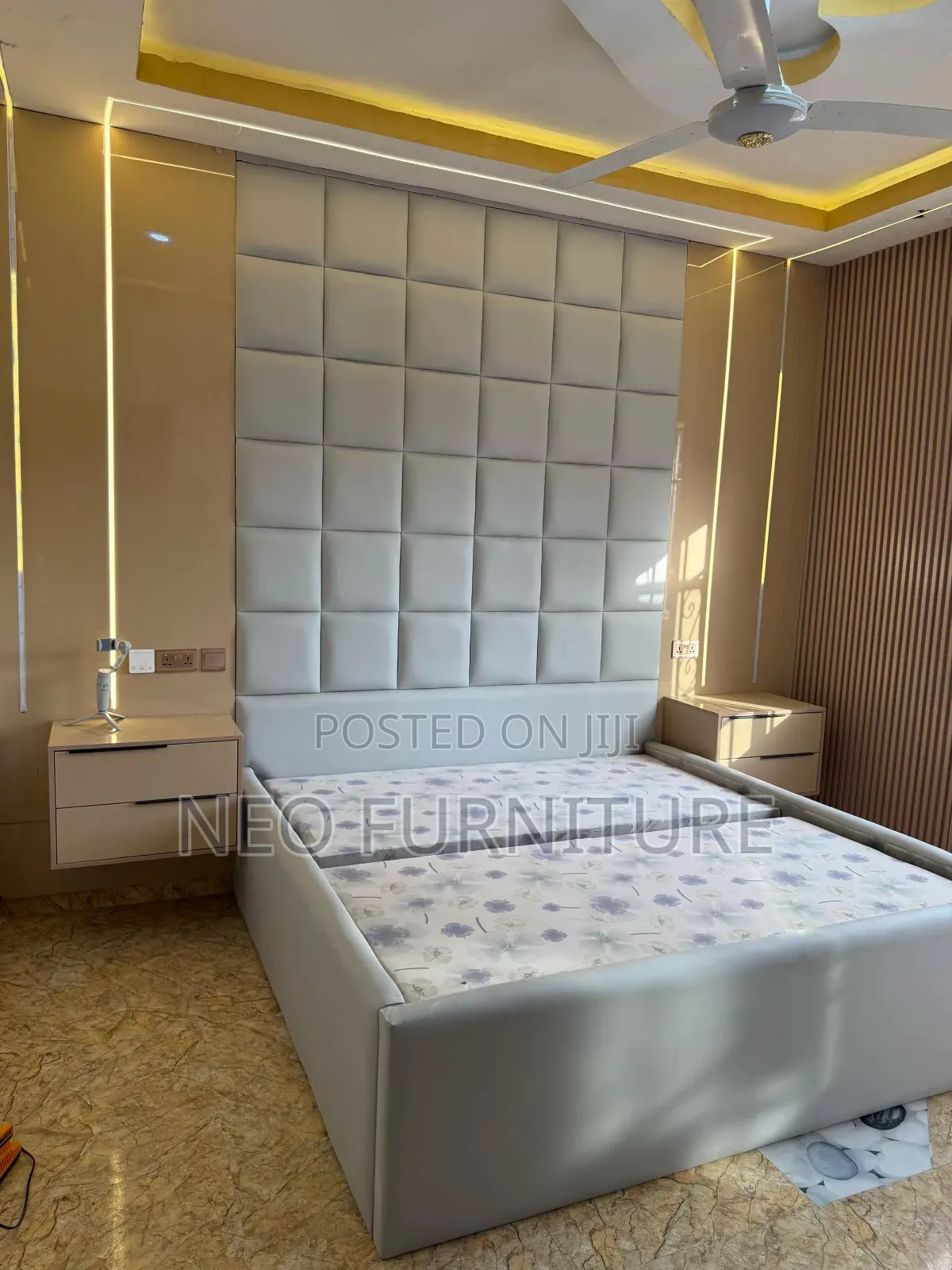 Bedframe With High Padded Headboard