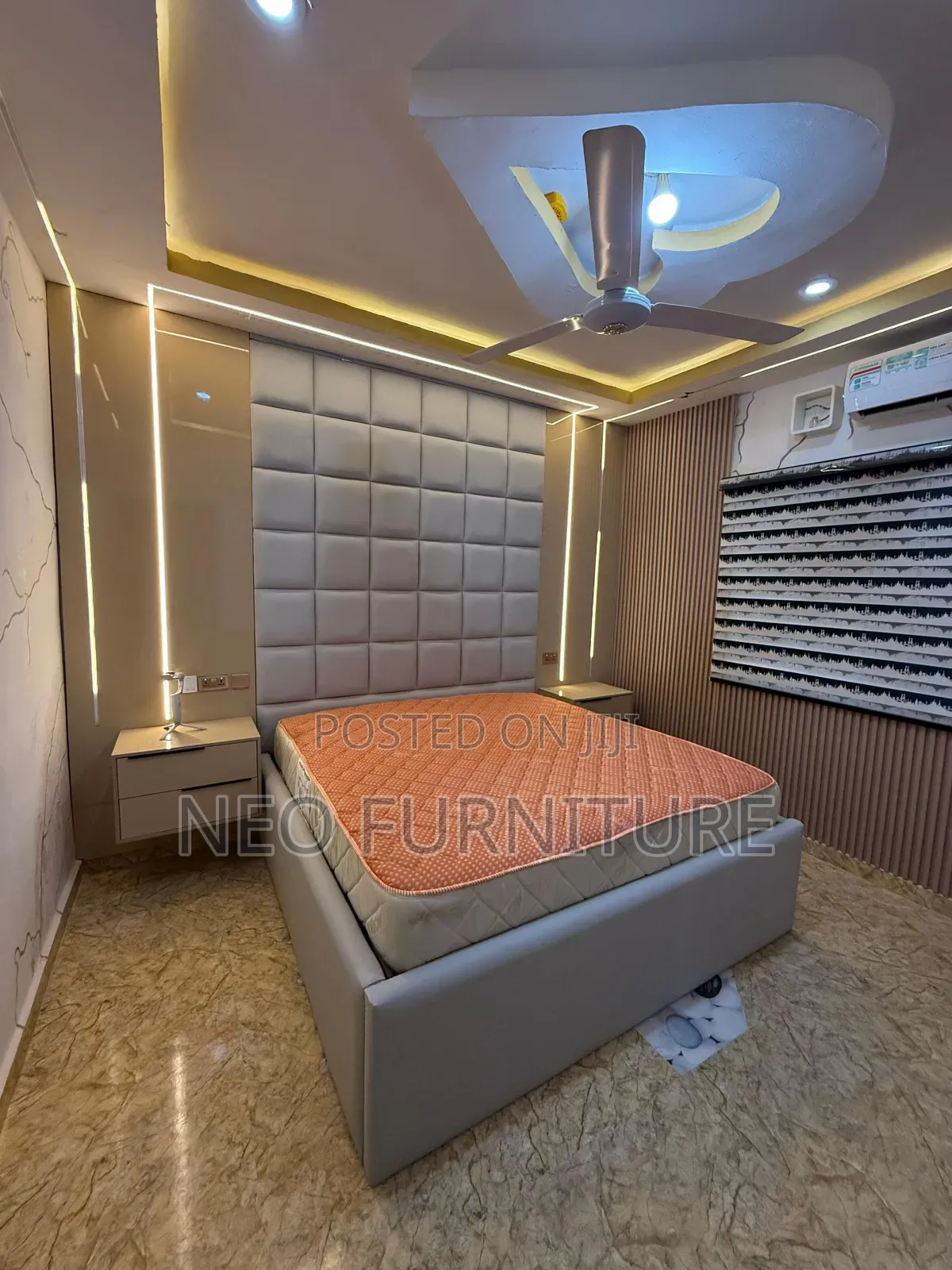 Bedframe With High Padded Headboard