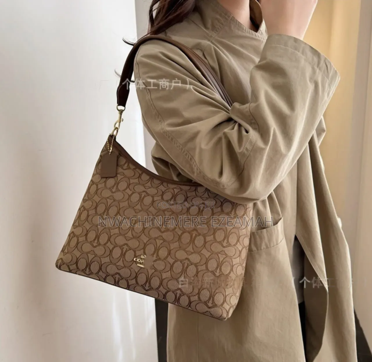 Quality Leather Pattern Crossbody Coach Handbag With Adjustable Strap