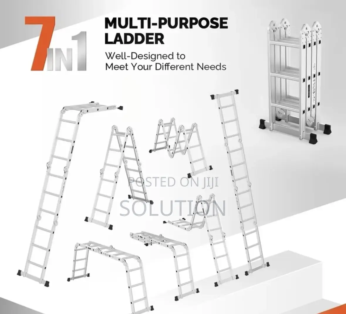 Foldable Multipurpose Aluminium Ladder 4*7- 8.3meters