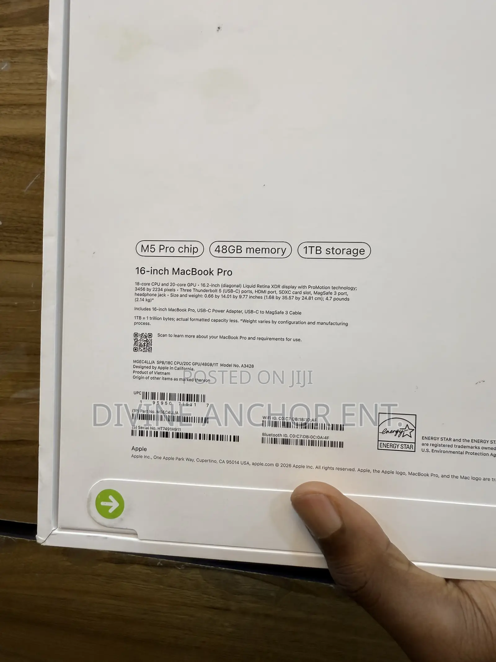 New Apple MacBook Pro 2026 M5 Pro 16-inch 48GB Apple M5 Pro SSD 1T