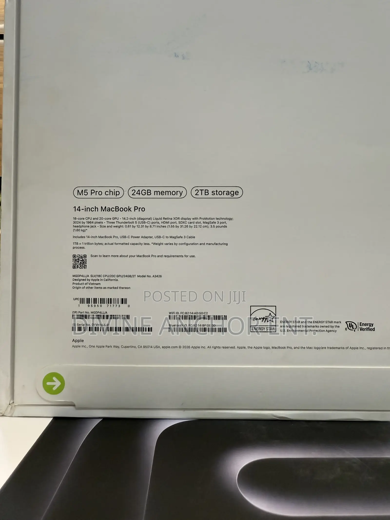 New Apple MacBook Pro 2026 M5 Pro 16-inch 24GB Apple M5 Pro SSD 2T