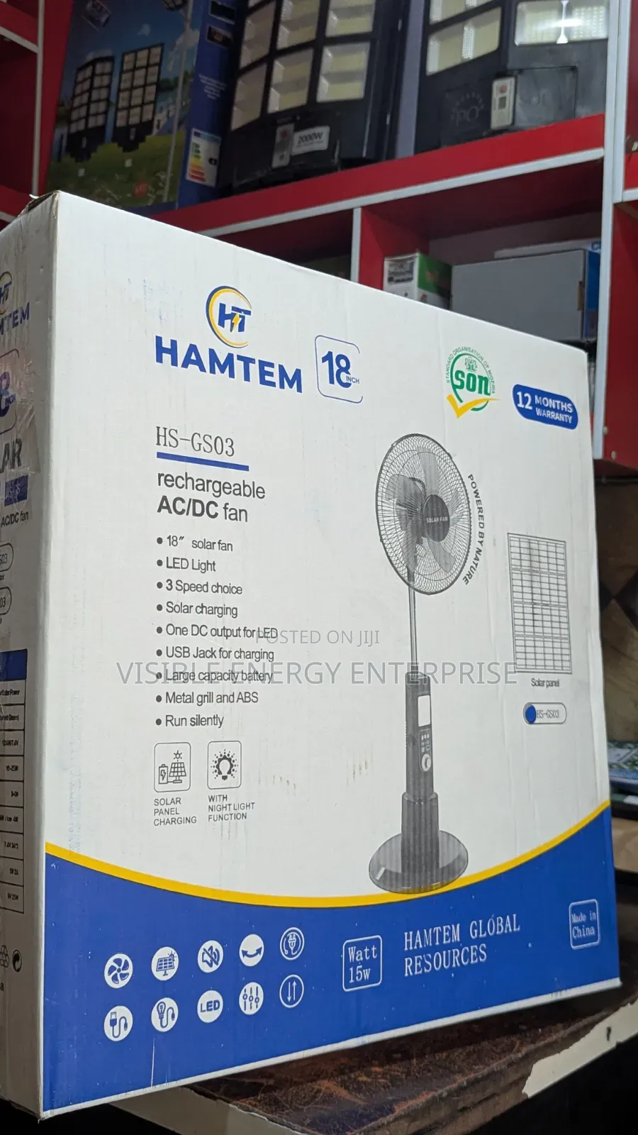 Hamtem 18" Rechargeable Ac/Dc Standing Fan