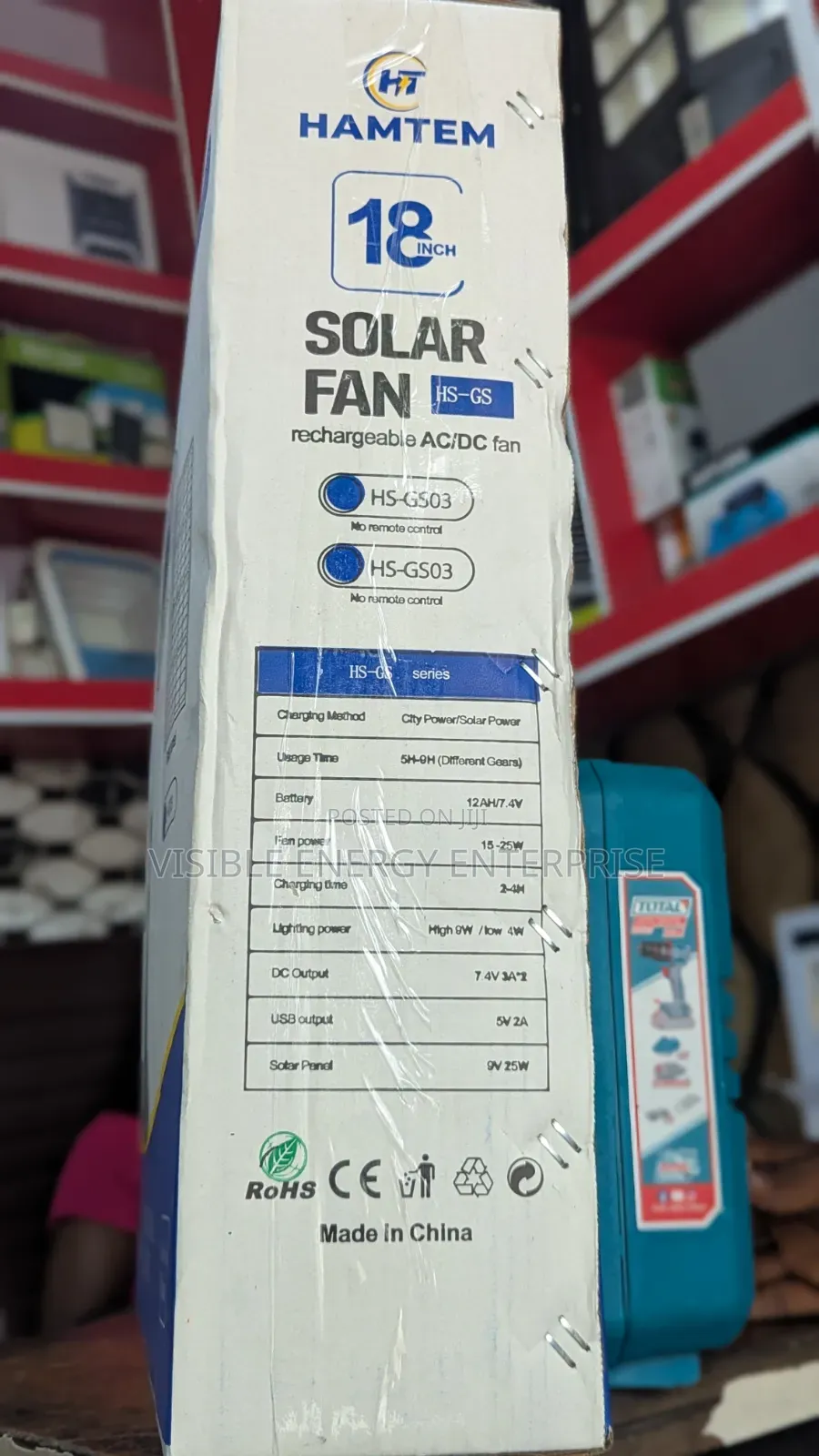 Hamtem 18" Rechargeable Ac/Dc Standing Fan