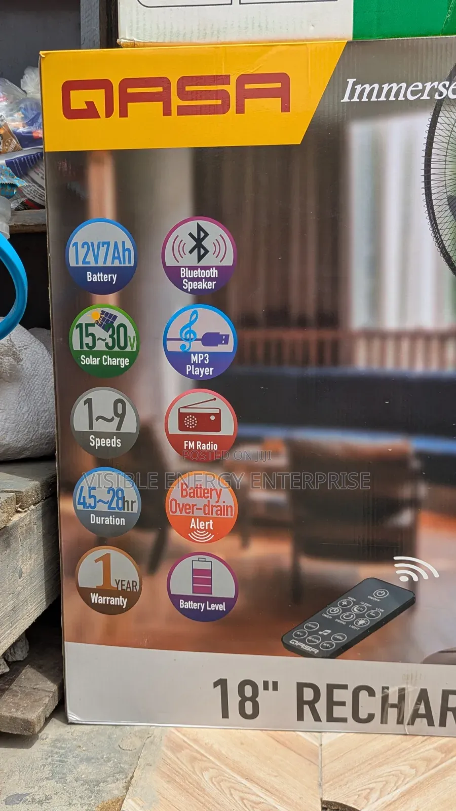 Qasa 18" Rechargeable Fan (Model: QRF-8918 Jazz)