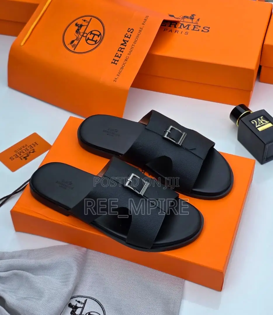 Original Hermes Leather Slippers Pam