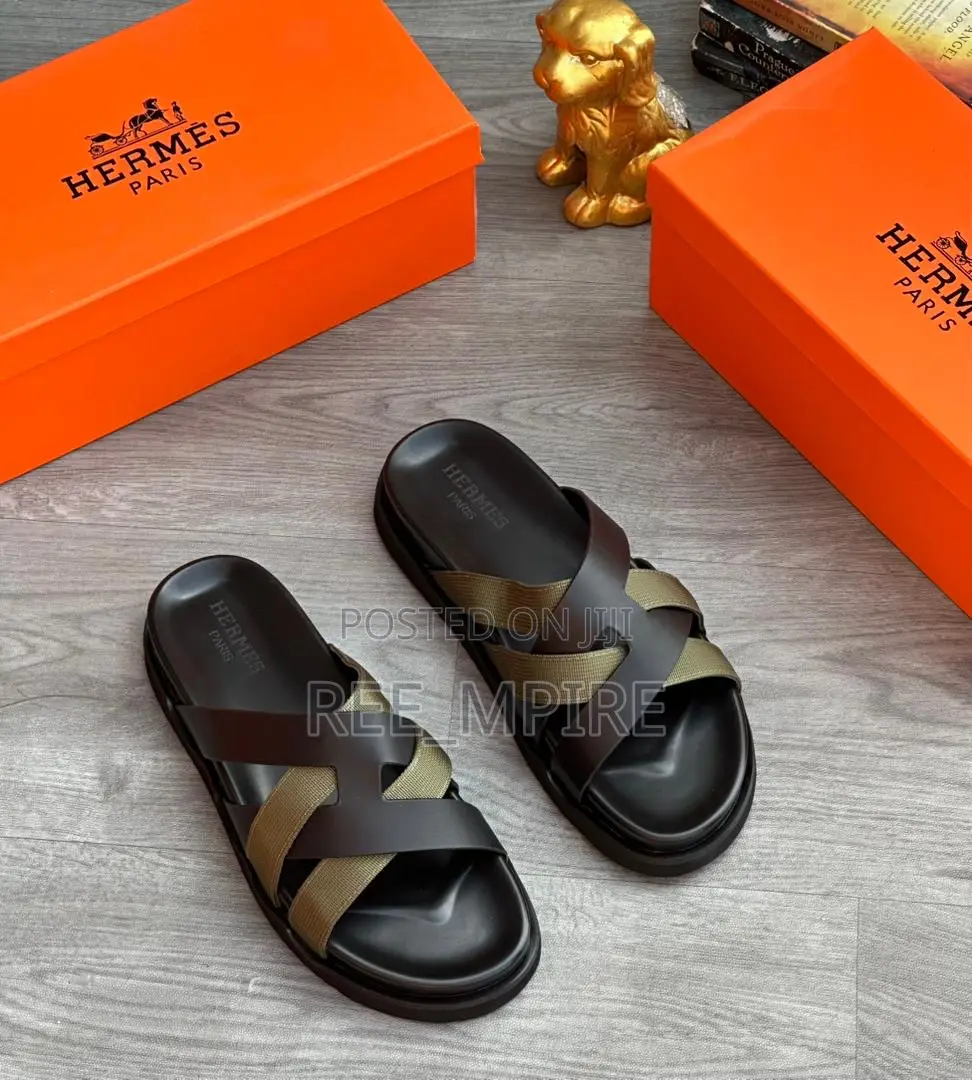 Original Hermes Leather Slippers Pam