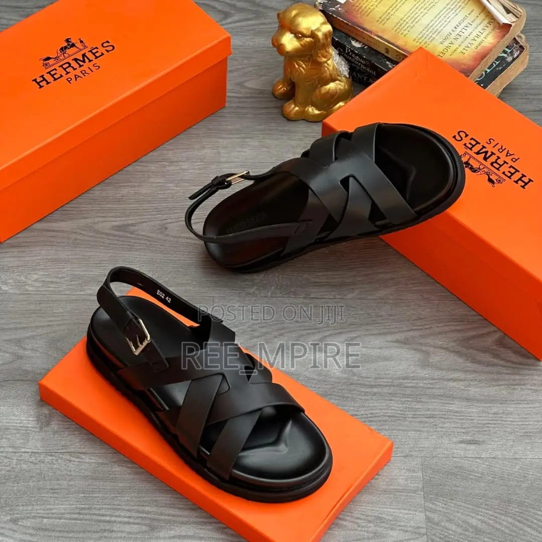 Original Hermes Leather Slippers Pam