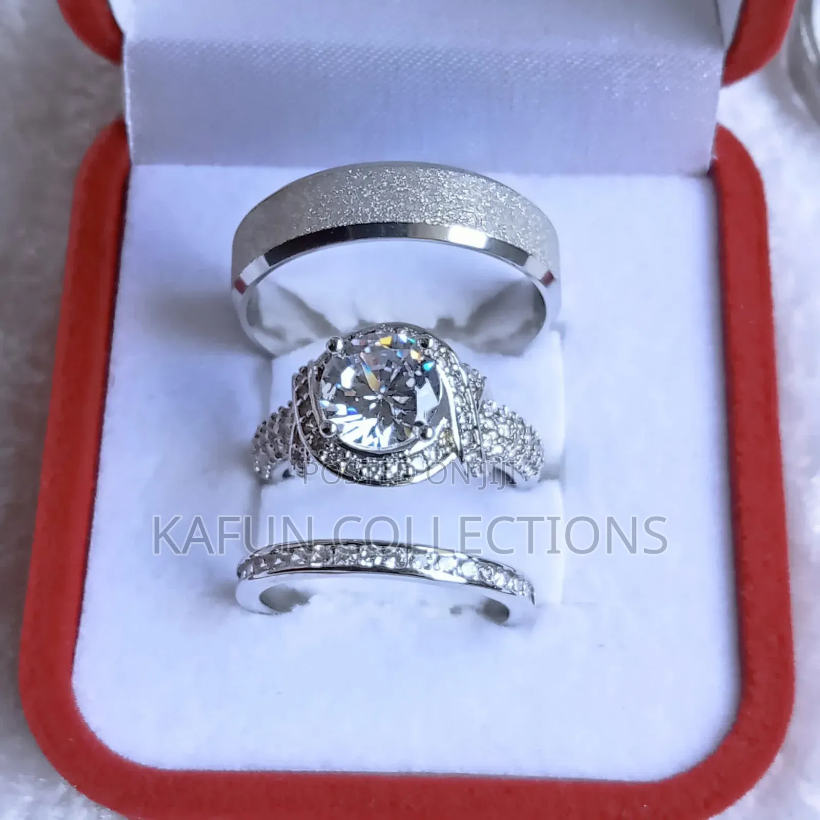 Original Titanium Steel And Solid Zirconia Couple's Ring Set