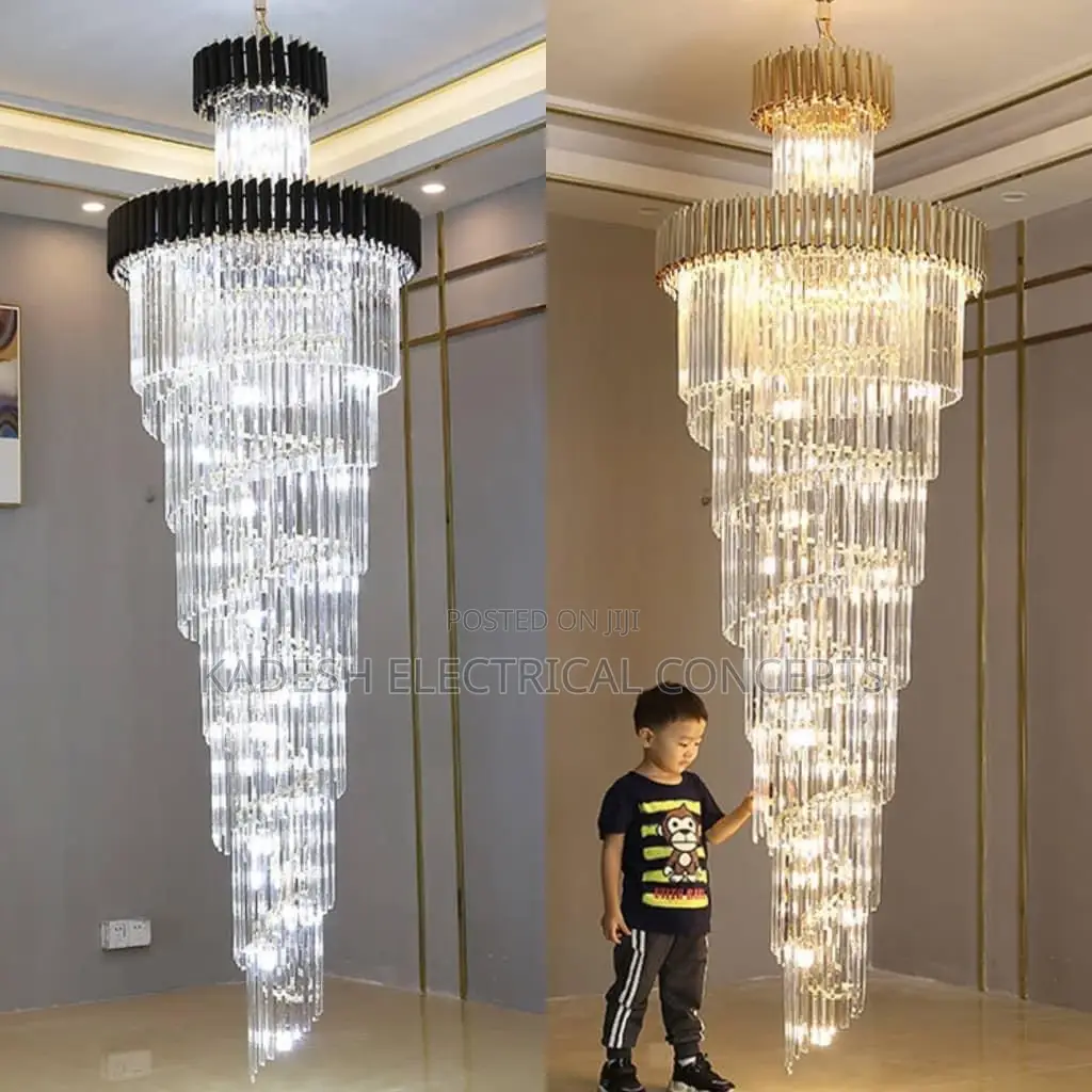 Modern Loft Crystal Lamp Long Chandelier Long Staircase Crystal