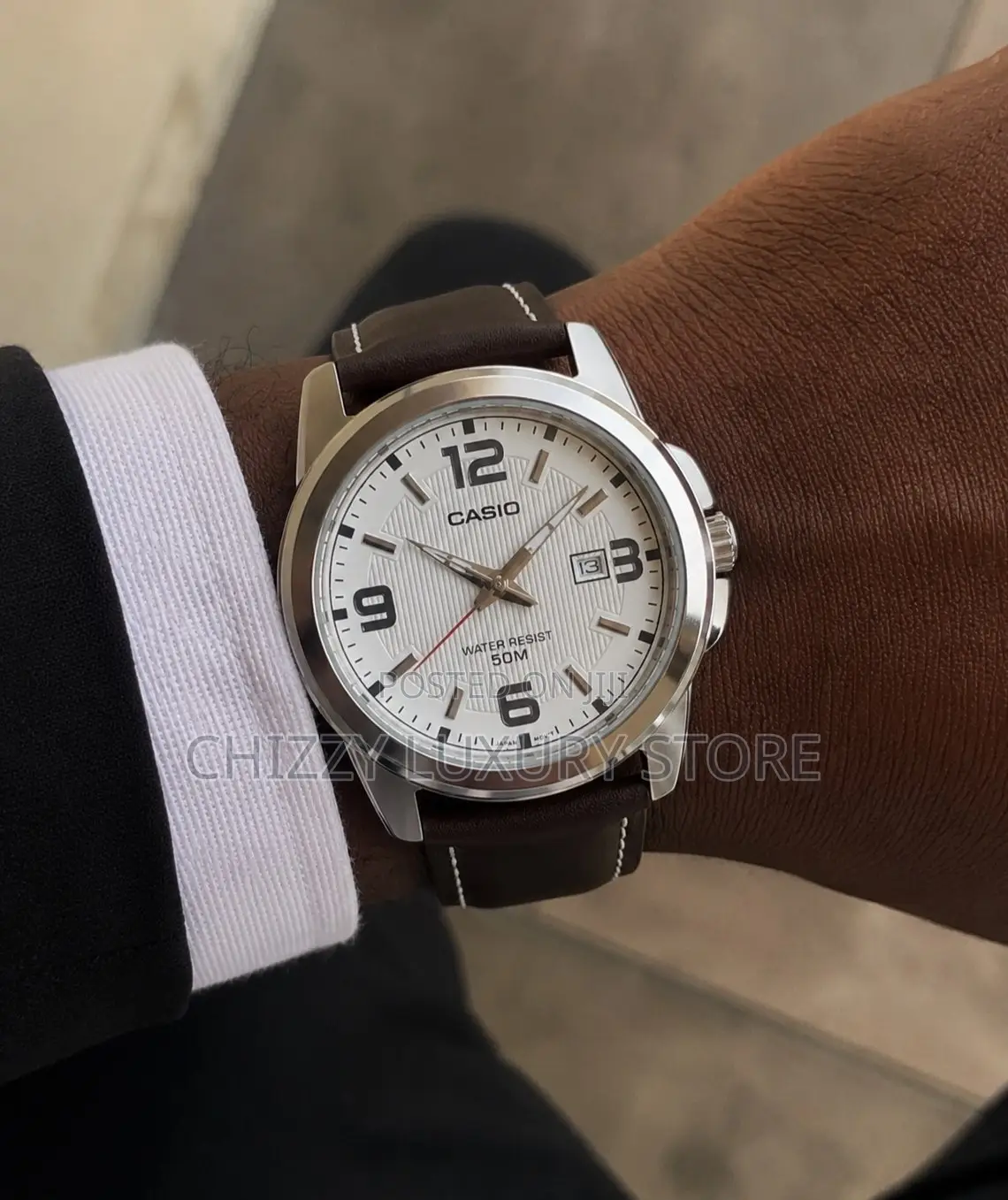 New Casio Quality Luxury Men Genuine Leather Wristwatch