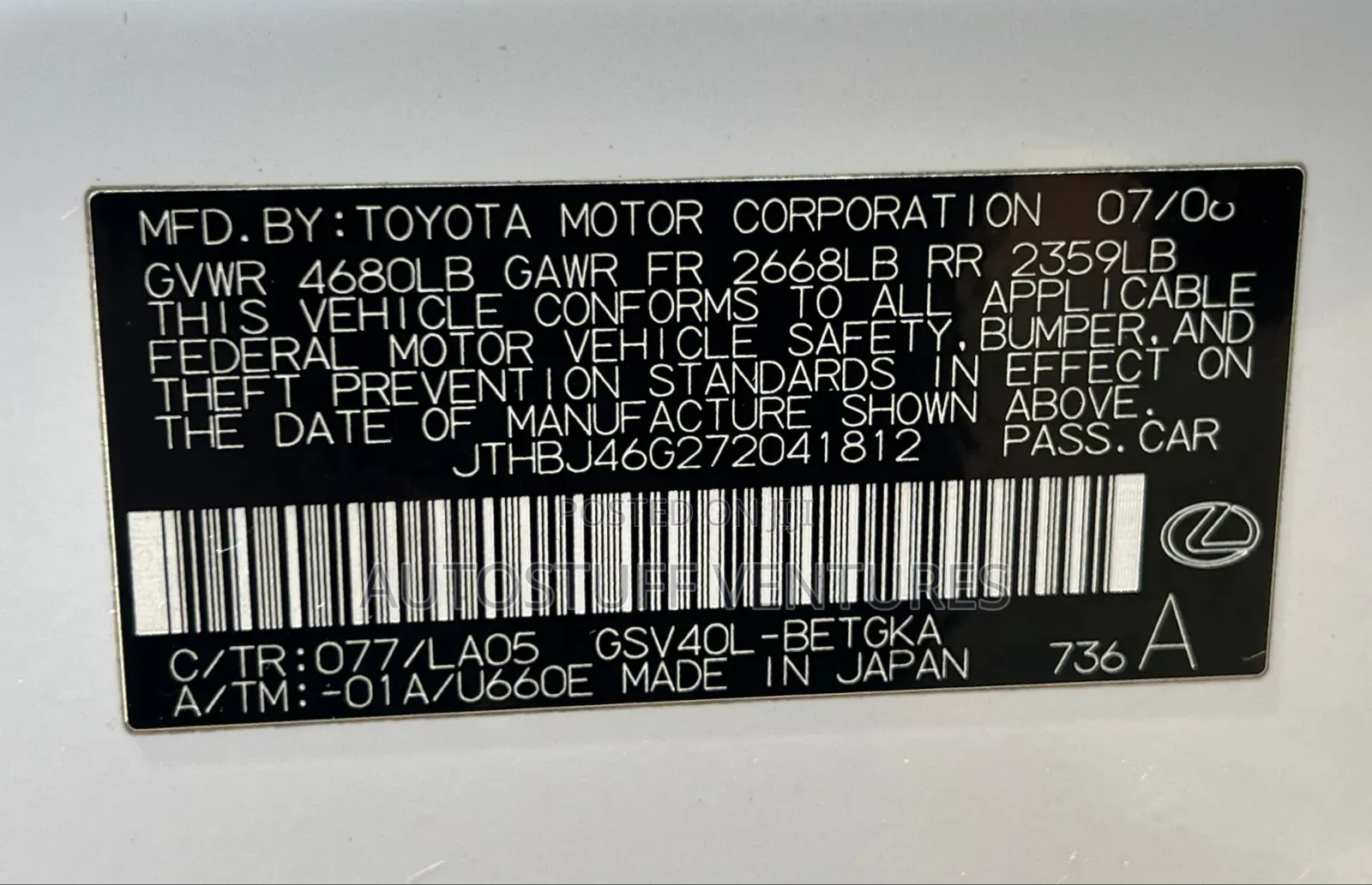 Lexus ES 350 2008 White