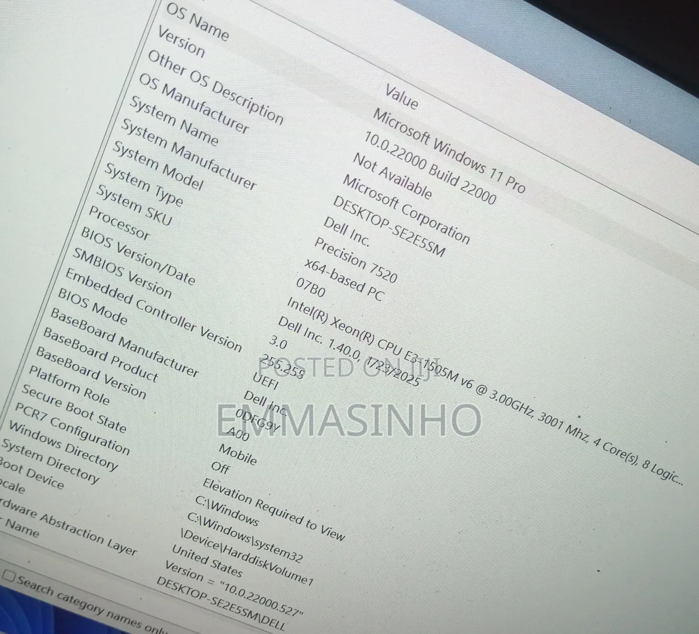 Laptop Dell Precision 7520 16GB Intel Xeon HDD+SSD 1T
