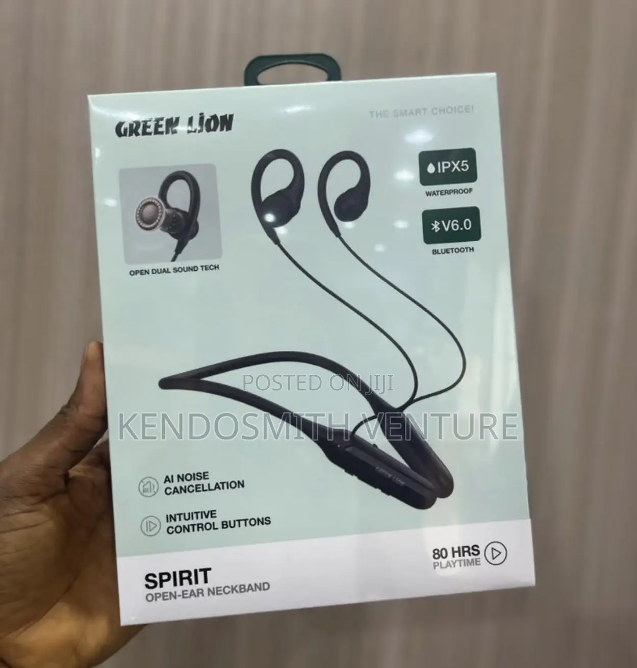 Green Lion Spirit Open-Ear Neckband Bluetooth Headset – 80hrs Playtime