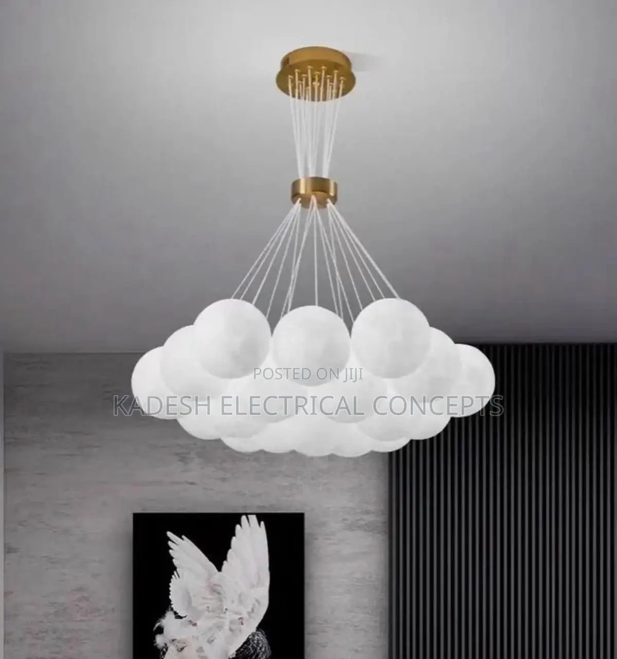 Nordic Led Planets Lunar Moon Shape Glass Ball Pendant Lamp Chandelier