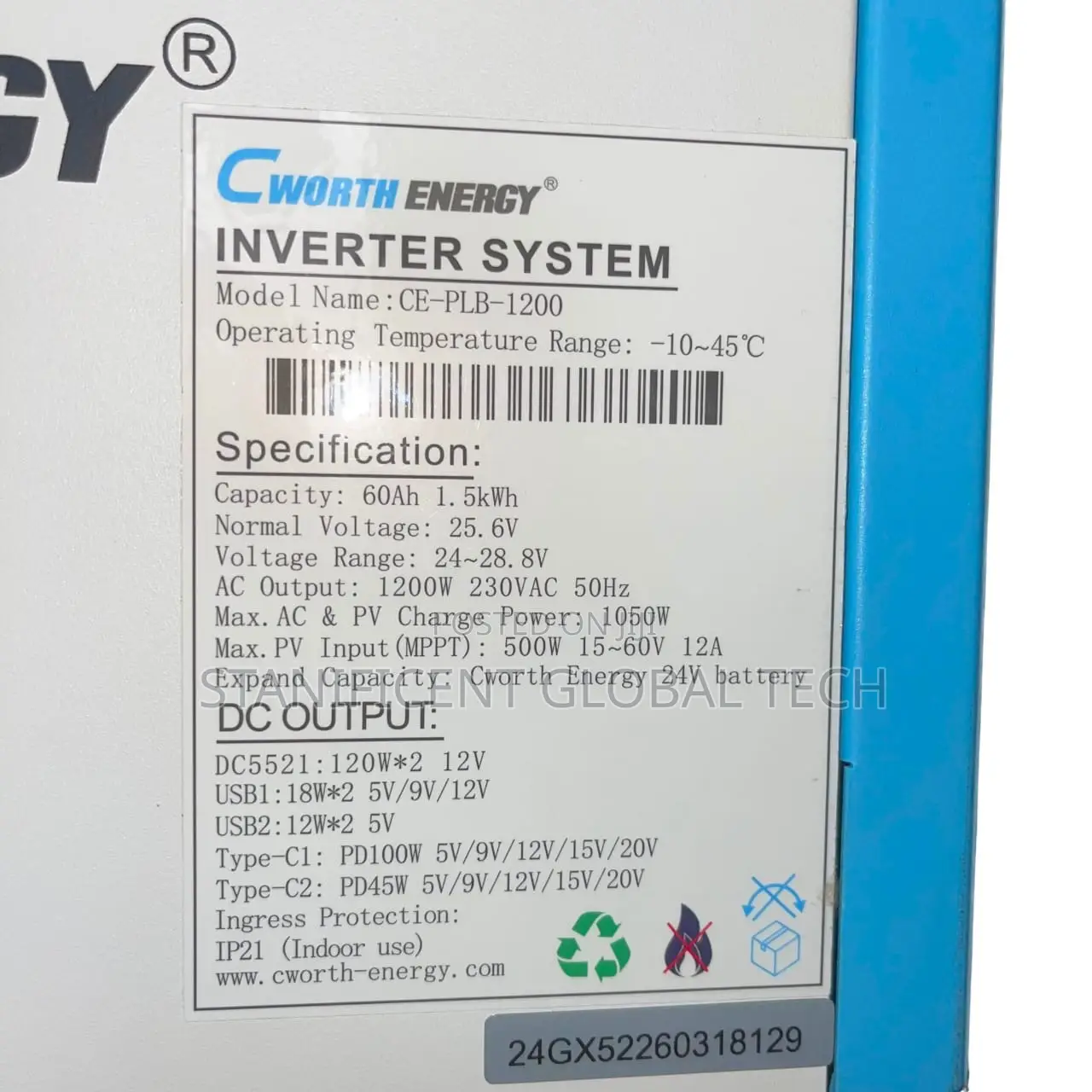 Cworth Energy 1200watts Portable Solar Generator - 60ah 1.5kwh Battery
