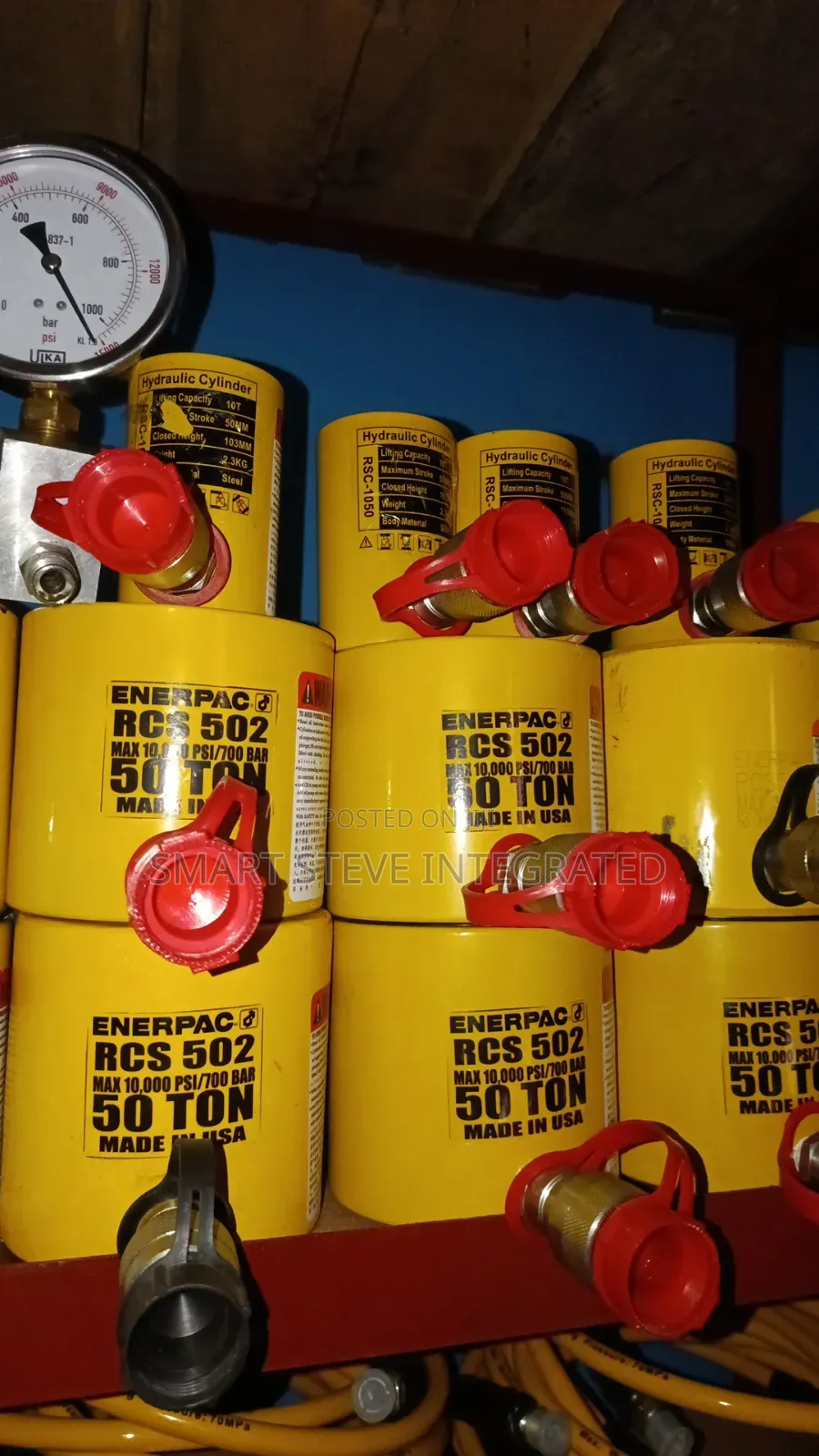 Complete Set Of 50ton Enerpac Rcs502 Low-profile Hydraulic Cylinders