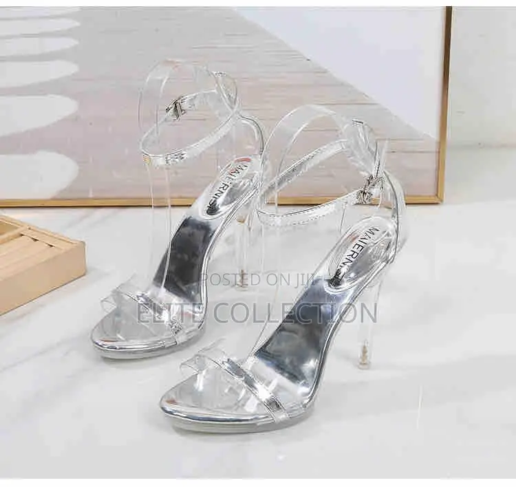 Glass Heels Sandals Colors Black Silver Packaging Luxury Packaging