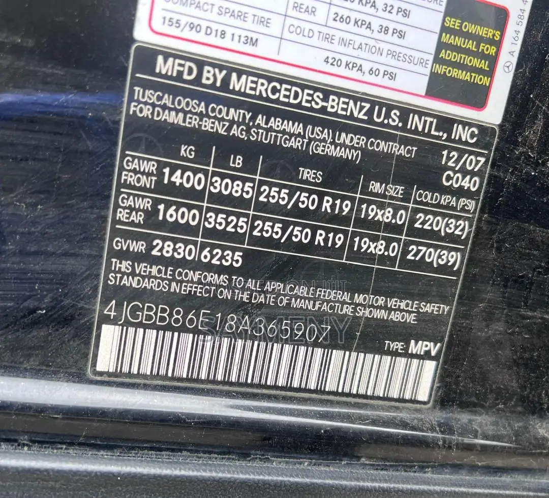 Mercedes-Benz M Class ML 350 4Matic 2008 Black