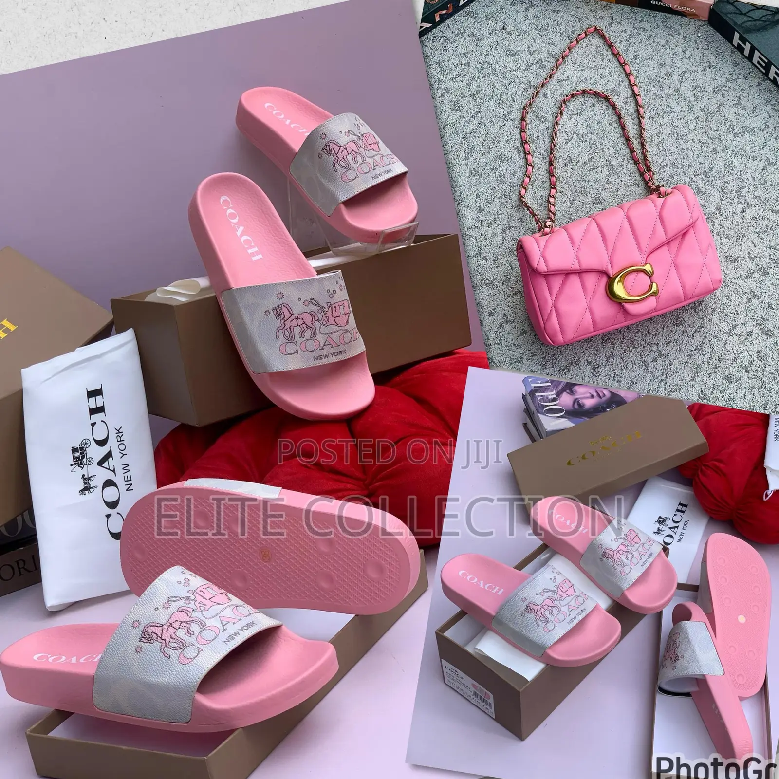 Coach Luxury Slide And Bag Combo Size:37/38/39/40/41/42 Colors As Seen
