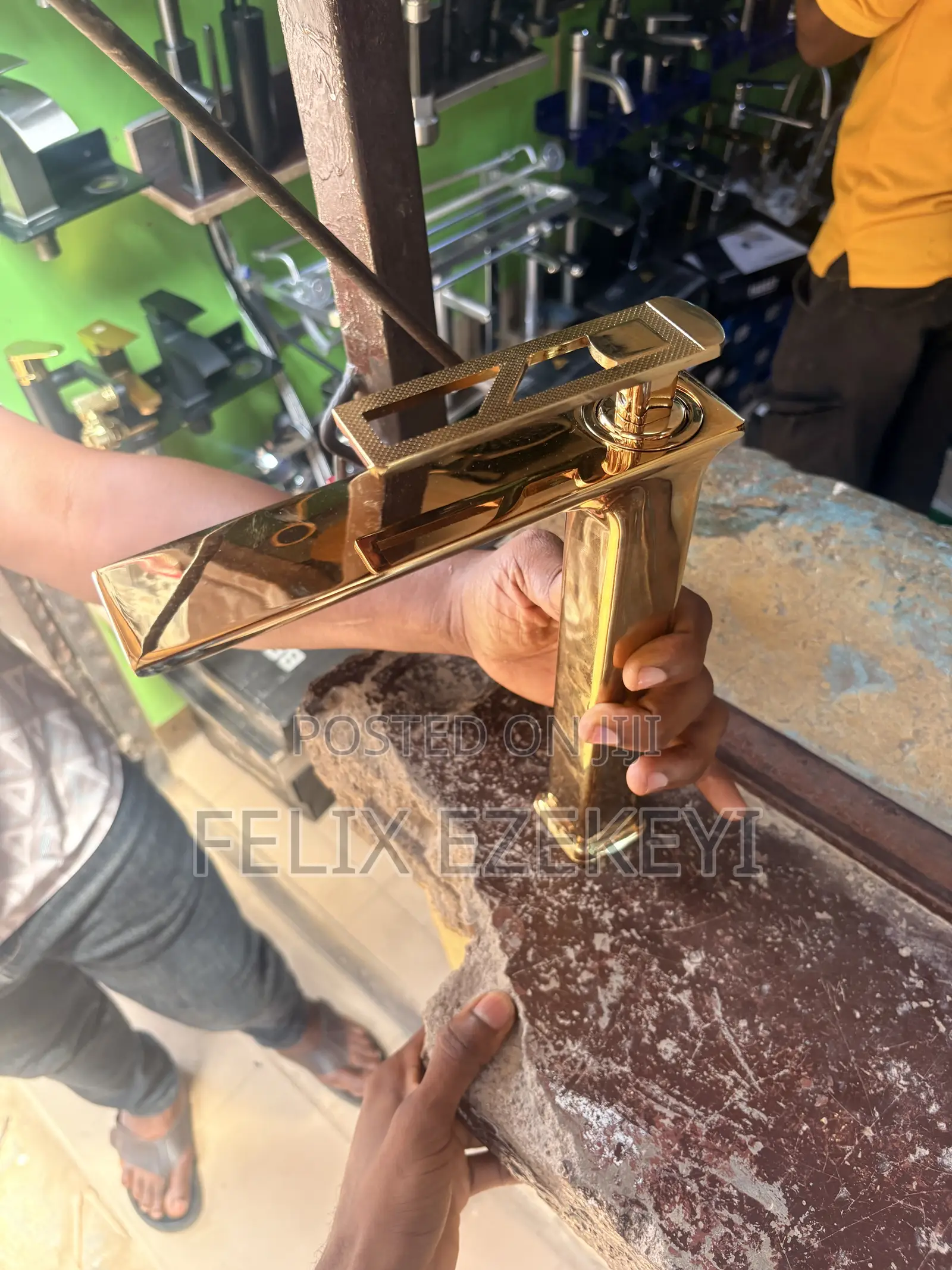 Long Gold Basin Mixer (Open Head)