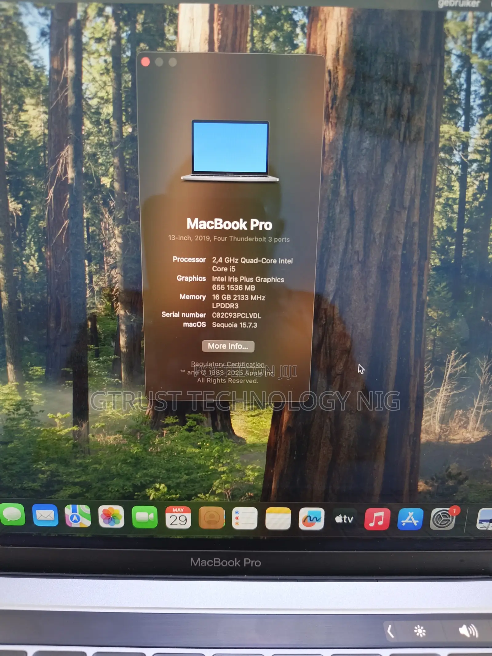 Laptop Apple MacBook Pro 2019 16GB Intel Core i5 SSD 256GB