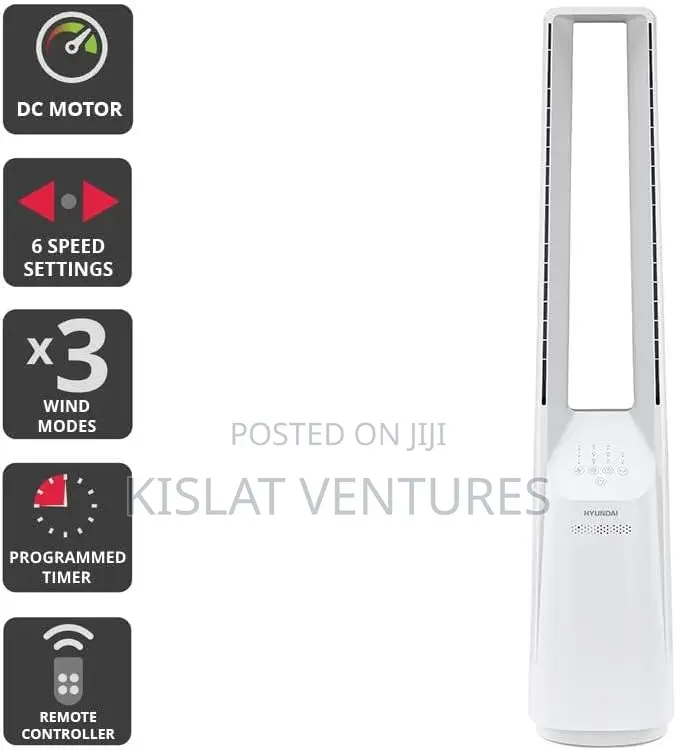 Hyundai 40inch Bladeless Tower Fan With Remote Control -33w