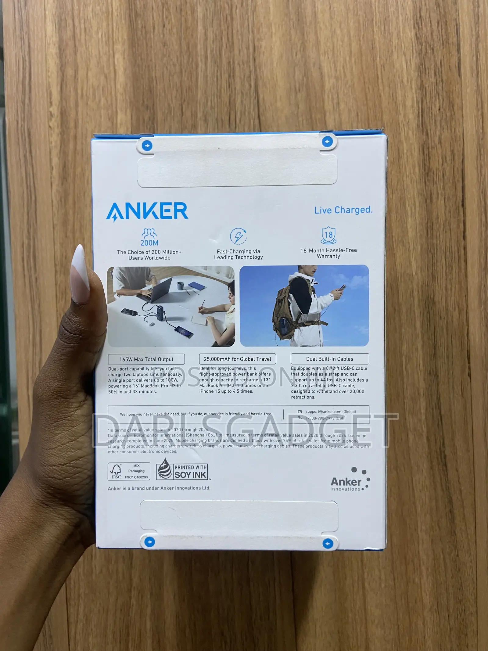 Anker 25000mah 165w Fast Charging Power Bank With Built-in Cable
