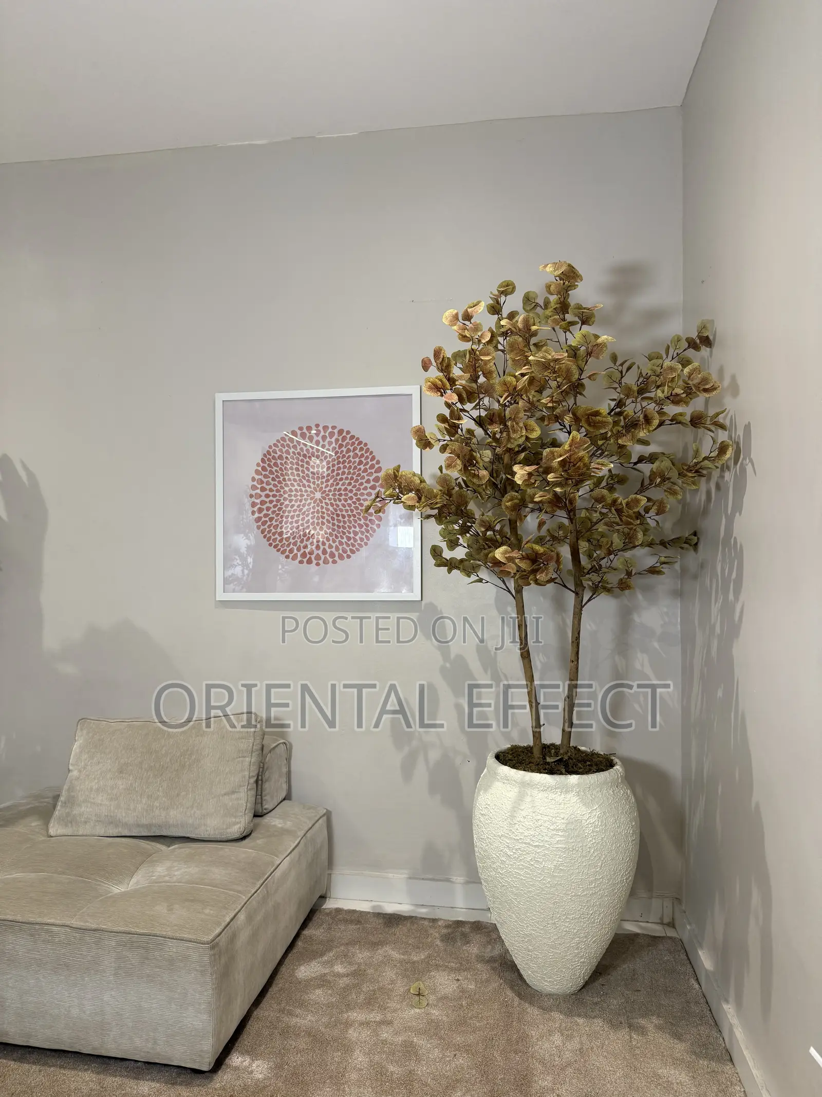 Artificial Money Tree In Off White Lake Pot | Luxury Home Decor