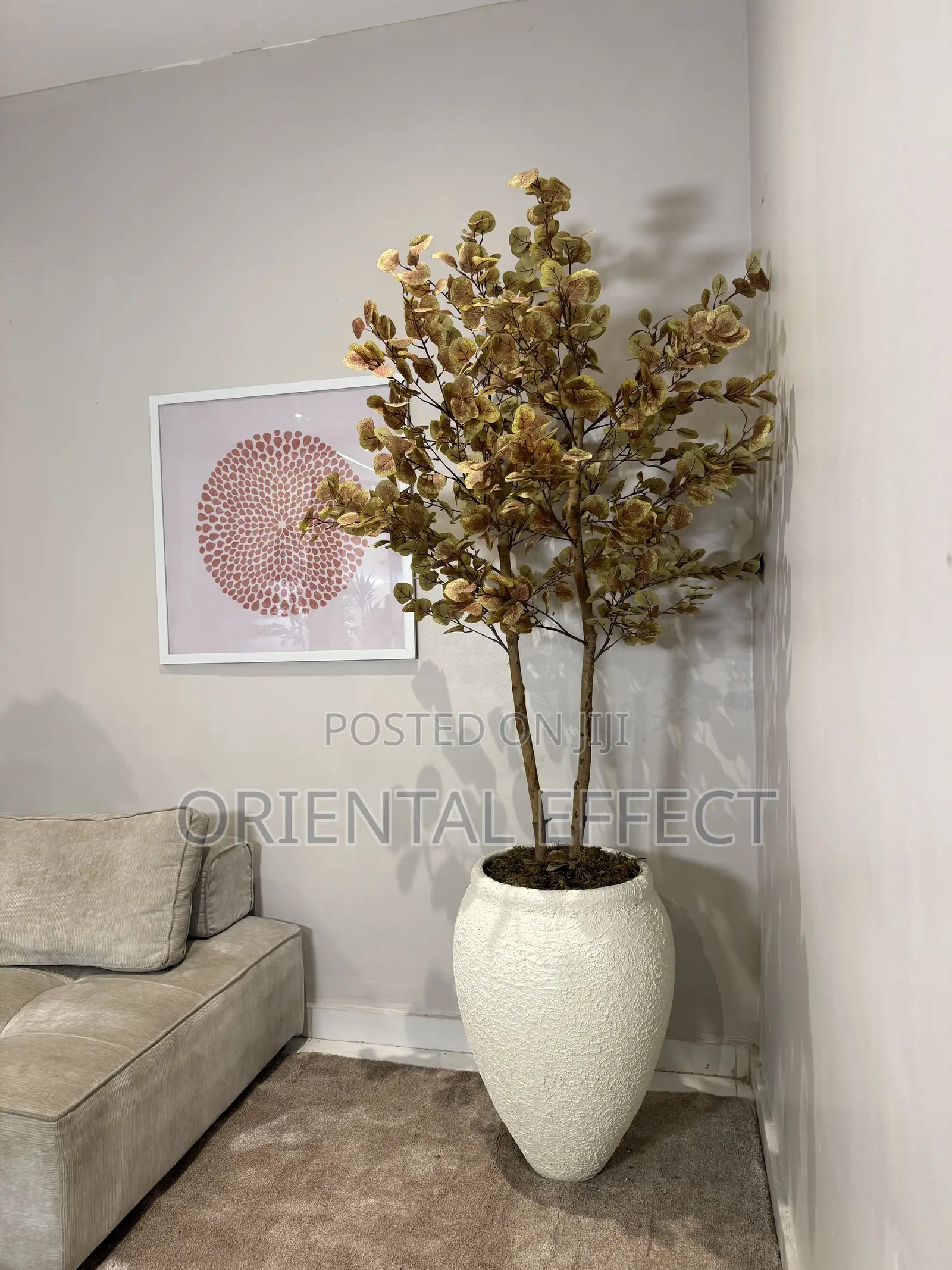 Artificial Money Tree In Off White Lake Pot | Luxury Home Decor