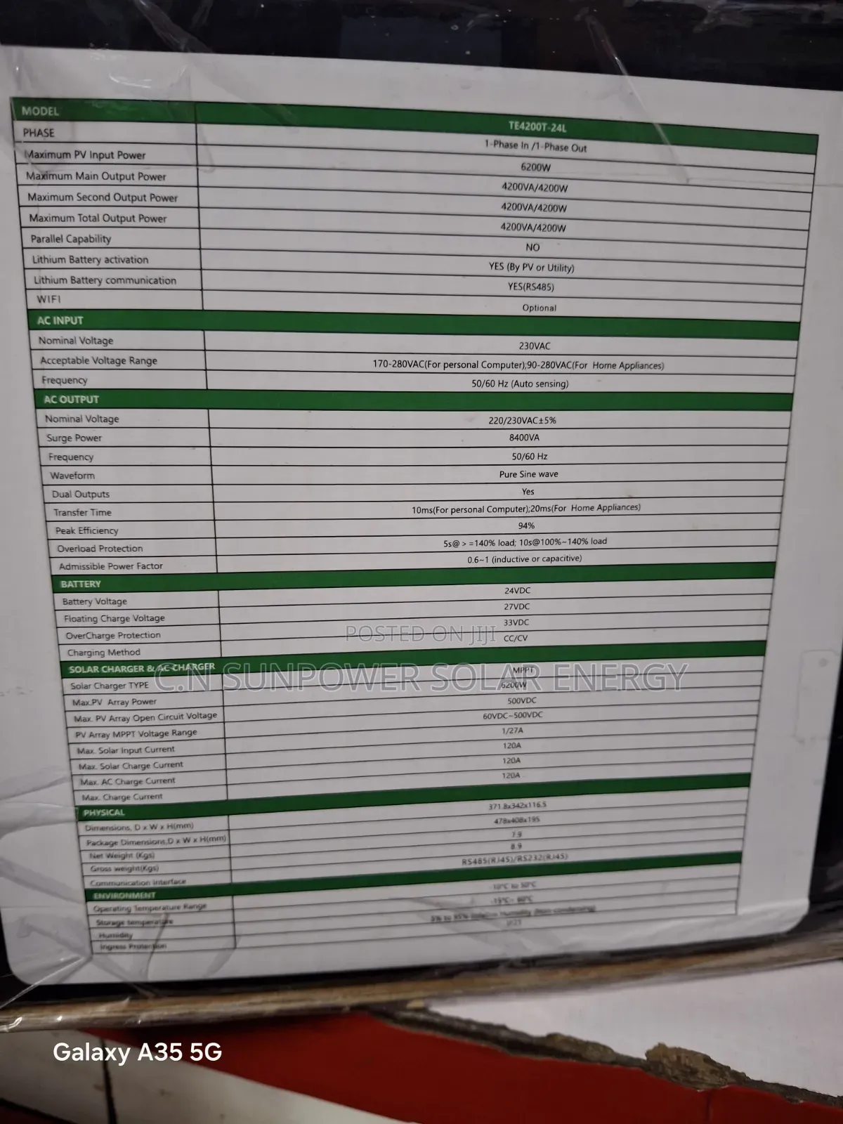 4.2kva/24v Tasha Energy Hybrid Solar Inverter