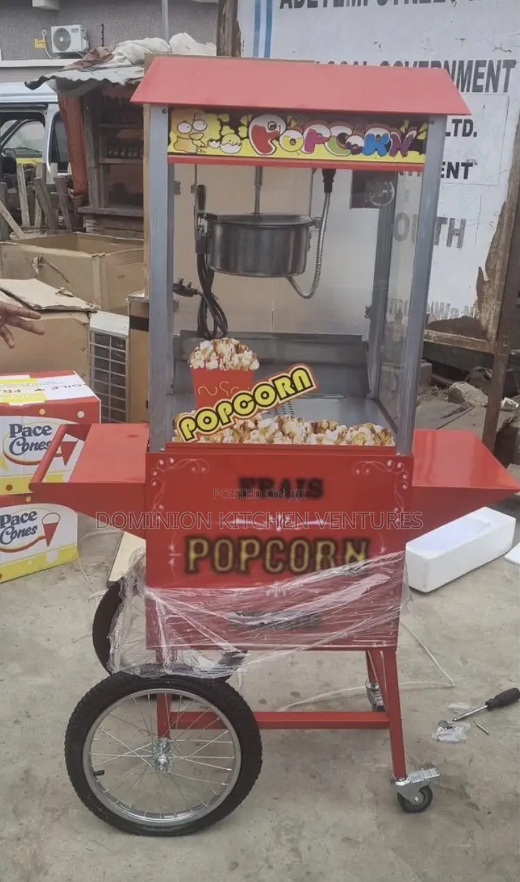 Electric Popcorn Machine With a Cart.