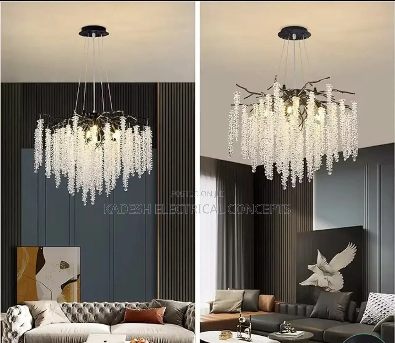 Modern Luxury Long Tree Branch Crystal Chandelier Pendant Lamp